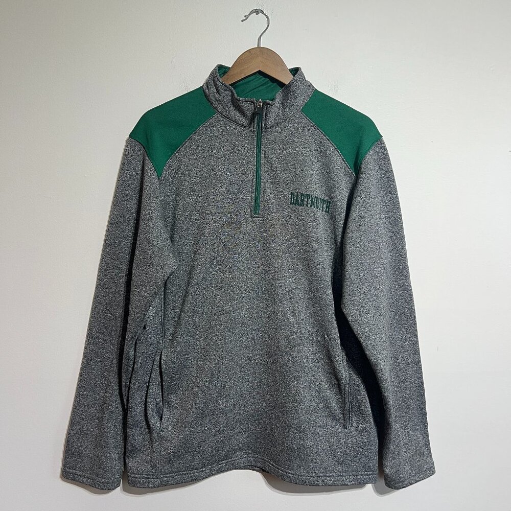 Dartmouth G1/4 Zip Gray and Green Medium Ivy League Pullover